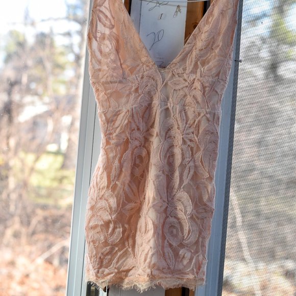 Nasty Gal Little By Little Lace Blush Mini Dress - Picture 2 of 8
